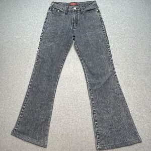 Rainbow Collection Jeans Sz 31 Womens Grey Grunge Acid Wash Flared Retro Denim
